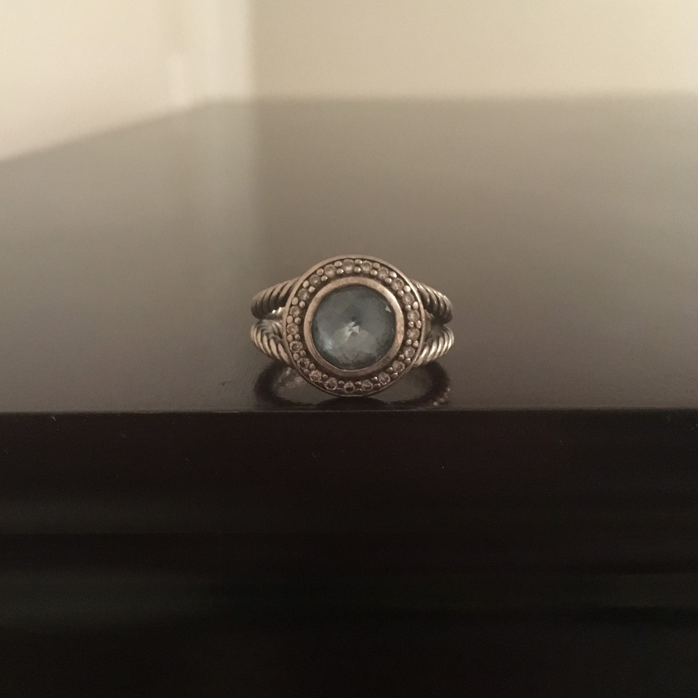 David Yurman Blue Topaz Halo Ring